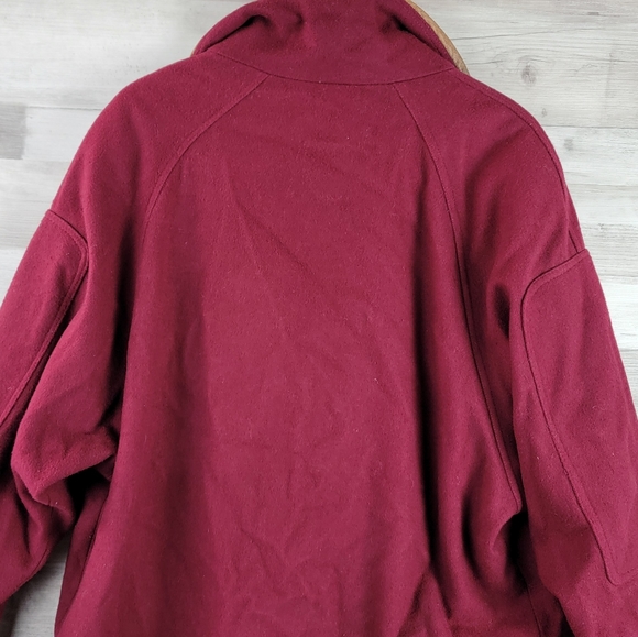 Vintage International Scene Burgundy Felt Wool Full Zip Coat Women's Size XL - Picture 14 of 16